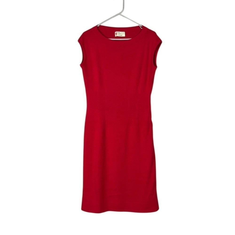 Vintage I Magnin Scottish Cashmere Dress Size Large Red Quiet Luxury Old Money